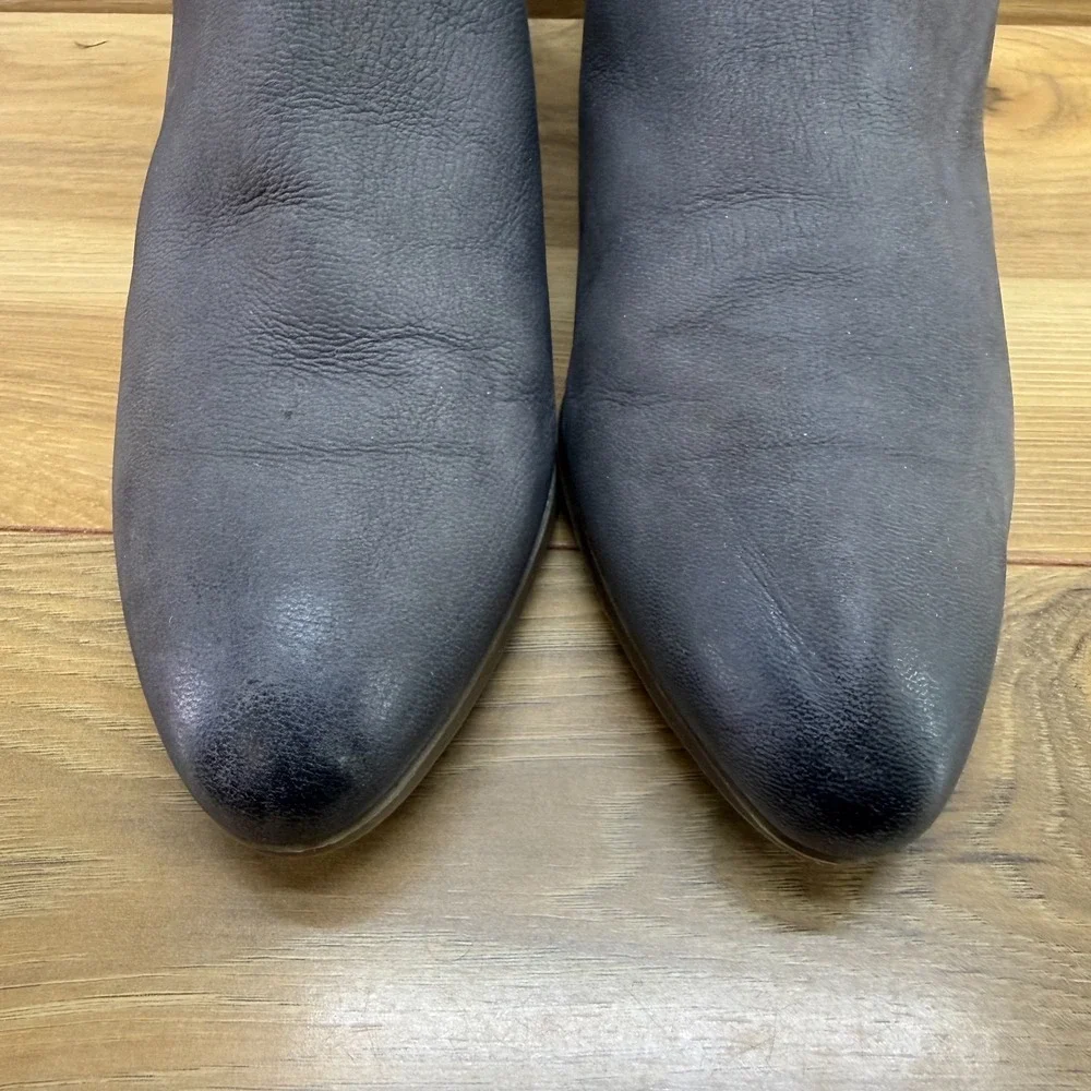 Frye Judith Double Zip Ankle Booties Size 9.5 M Charcoal Gray Leather Festival